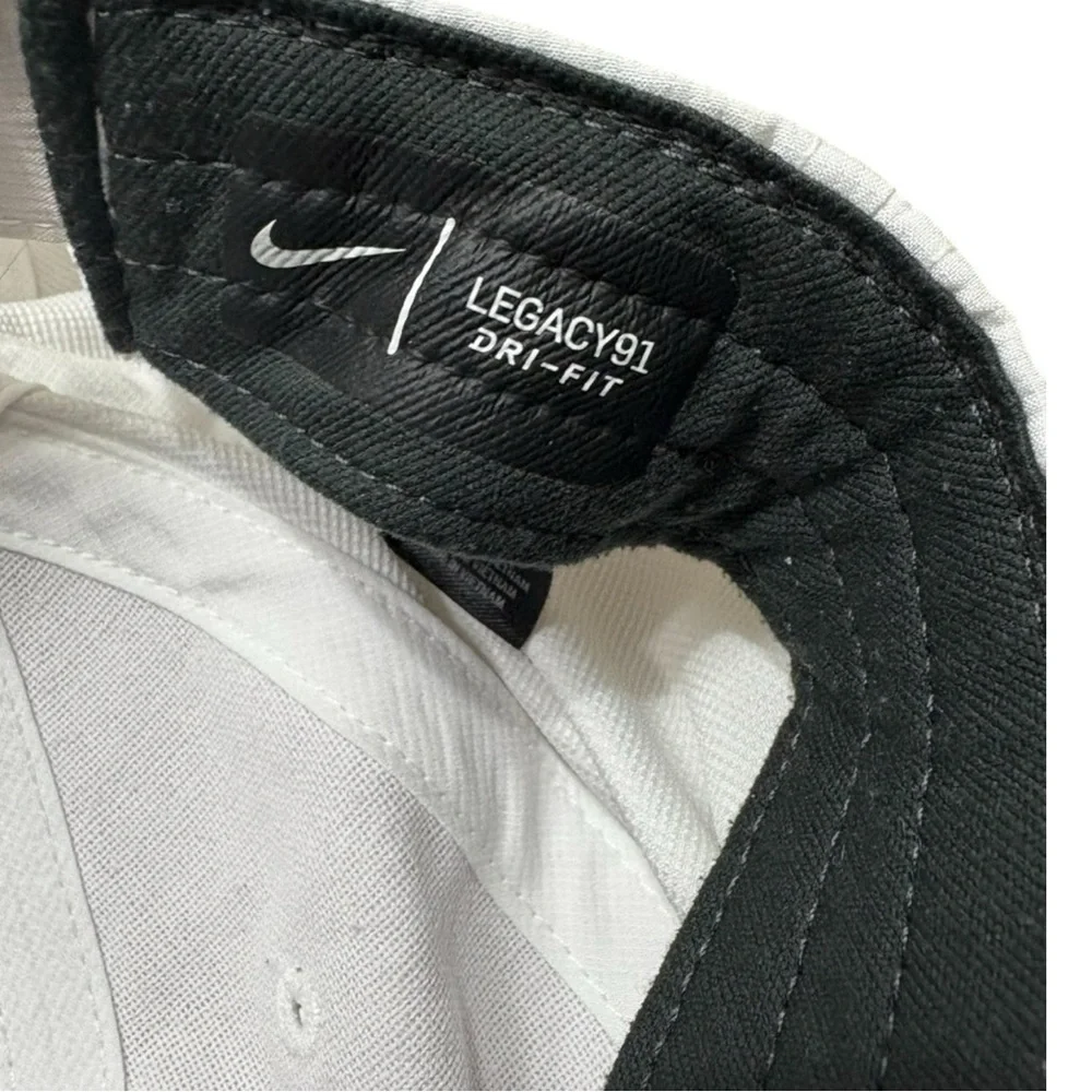 NIKE Classic White Hat with Black Swoosh -- Adjustable strap